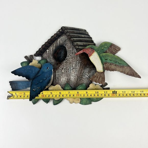 Vtg Hummingbird Bluebird Metal Wall Art Indoor/Outdoor Birdhouse - Picture 10 of 11
